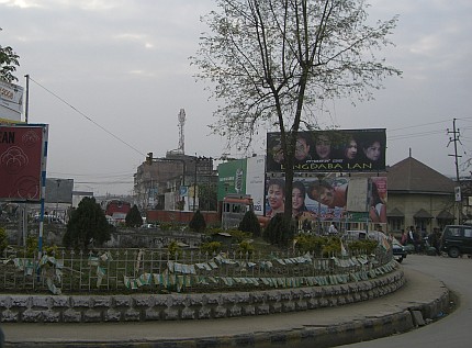 A cinema poster at the busy traffic point of Kangla gate/GM Hall
