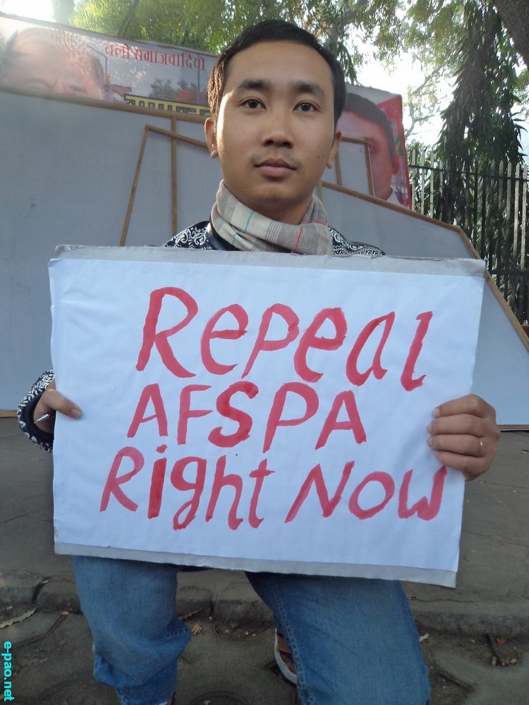 Protest demonstration demanding repeal of AFSPA 1958 at Jantar Mantar, New Delhi :: 22 December 2014