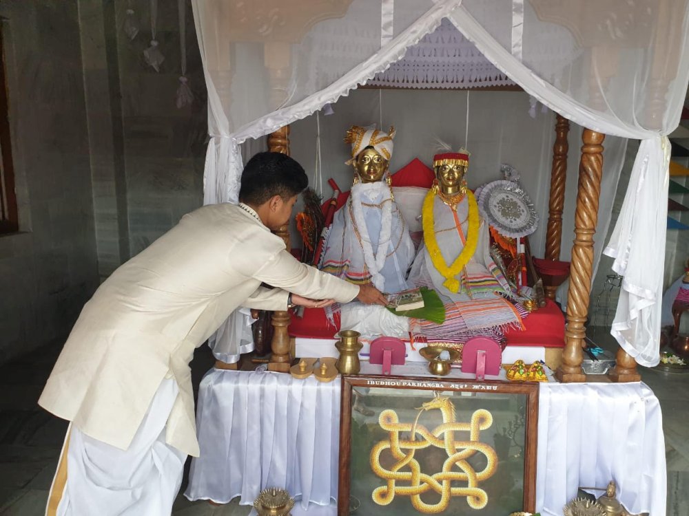 Offering of the Book  'The Princess and the Political Agent' to Ibudhou Pakhangba at Kangla :: 20 July  2020