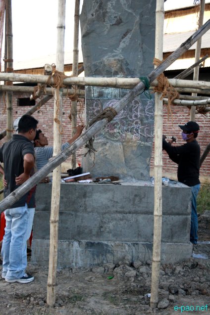 Artists sculpting the 'Cultural Integrity Pillars' at Palace Compound  :: October 2012