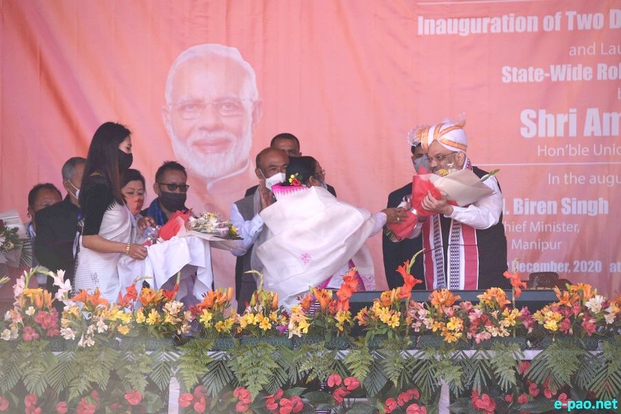 Union Home Minister Amit Shah & DoNER Dr Jitendra Singh at inauguration of projects at Hapta Kangjeibung, Imphal :: December 27 2020
