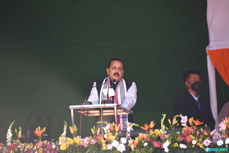 Union Home Minister Amit Shah & DoNER Dr Jitendra Singh at inauguration of projects at Hapta Kangjeibung, Imphal :: December 27 2020