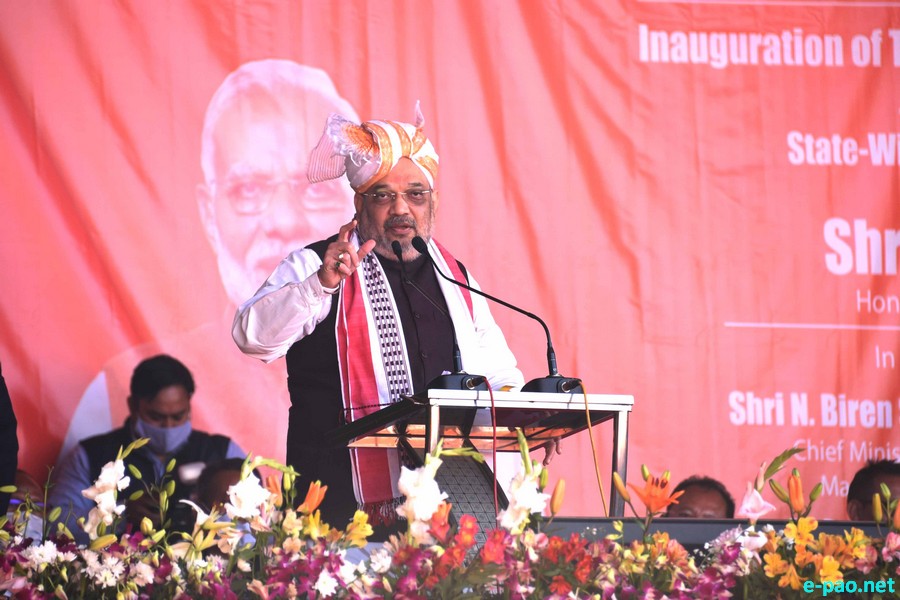 Union Home Minister Amit Shah & DoNER Dr Jitendra Singh at inauguration of projects at Hapta Kangjeibung, Imphal :: December 27 2020