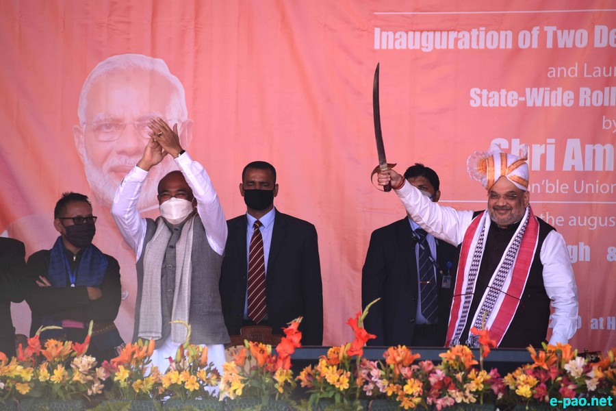  Union Home Minister Amit Shah  at inauguration of projects at Hapta Kangjeibung, Imphal :: December 27 2020 
