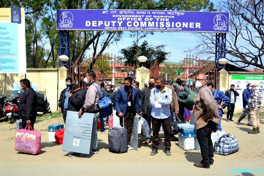 Polling officials dispatched from Imphal West DC, Lamphelpat :: February 27 2022