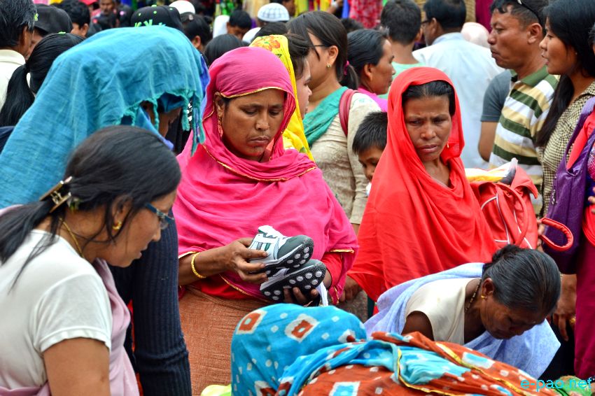 Manipuri Meitei Pangal (Muslim) women Shopping for Id-ul-Fitr at Khwairamband Ima Keithel on July 17 2015