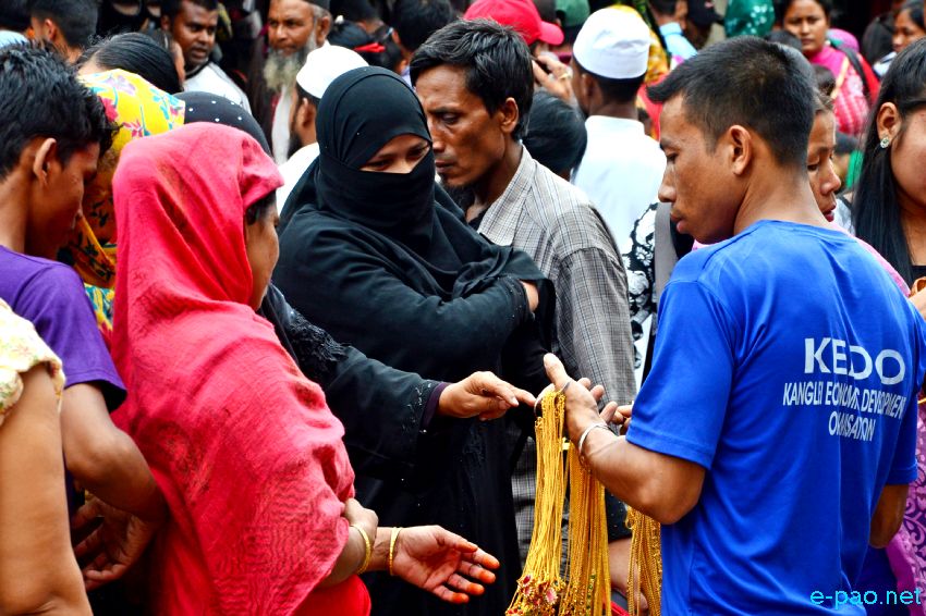 Manipuri Meitei Pangal (Muslim) women Shopping for Id-ul-Fitr at Khwairamband Ima Keithel on July 17 2015