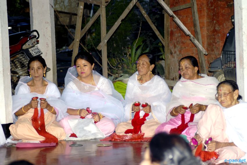Devotees sing devotional songs on Jhulon Festival at Nityainanda temple, Nityainanda  , Imphal :: August 2013