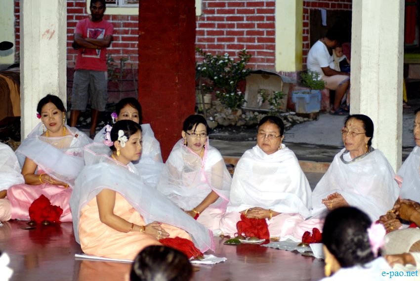 Devotees sing devotional songs on Jhulon Festival at Nityainanda temple, Nityainanda  , Imphal :: August 2013