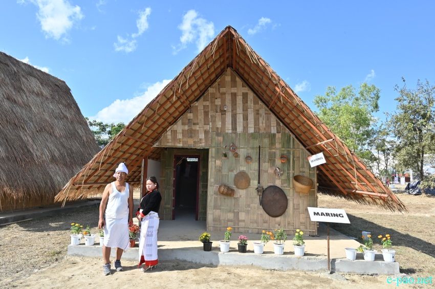 Maring : Ethnic Tribe hut of Manipur at Manipur Sangai Festival at Sangai Ethnic Park, Moirang Khunou :: November 21 2022