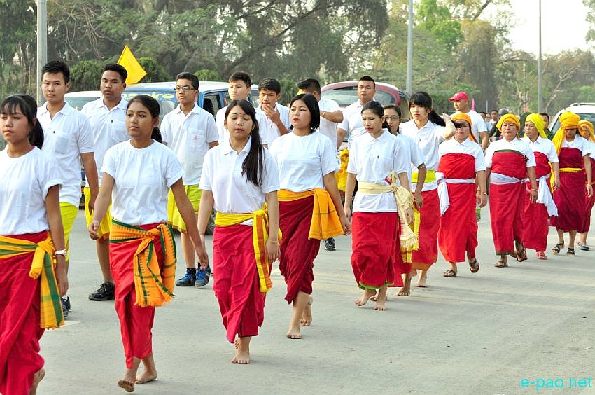Yaoshang Day 1 : Sports person marching from Kangla after lighting sacred fire to commence start of Yaoshang Sports :: March 23 2016