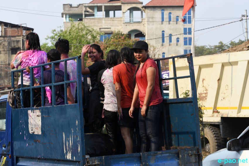 Day 5 : Water and color splashing in Imphal city as part of Yaoshang Festival :: March 06 2018