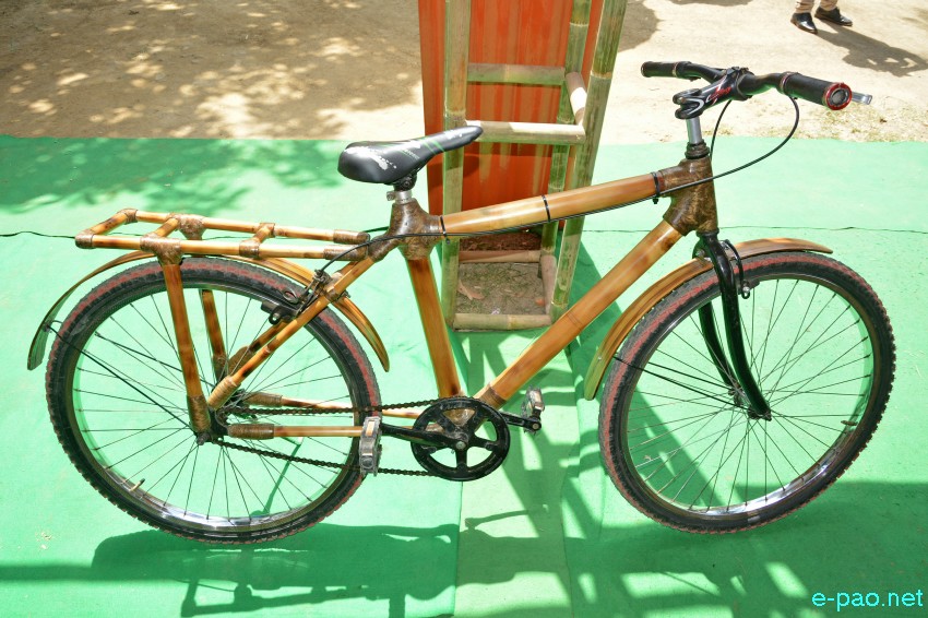 A biycle made out of Bamboo at display at World Bamboo Day at Singjamei Community Hall, Imphal :: 18th September 2018