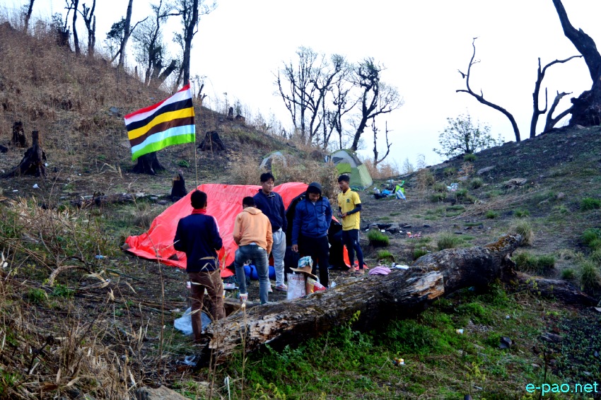 A camping site with flag of Kangleipak at the top of Mount Koubru by pilgrims  :: 22nd April 2021