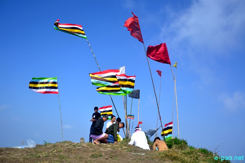 Flag of Kangleipak at the top of Mount Koubru by pilgrims  :: 22nd April 2021