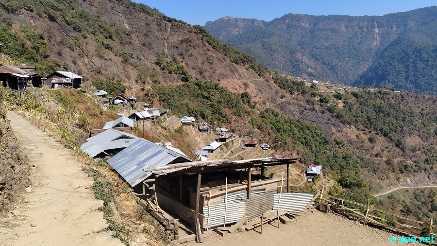 Houses and Aerial view at Yangkhullen (Hanging village of Manipur) in Senapati District :: 09 February 2021