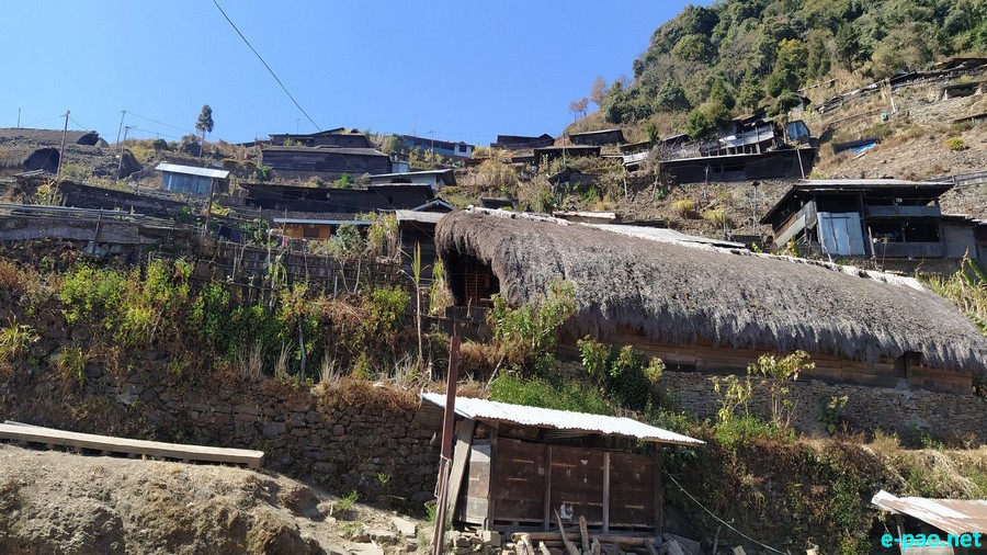 Houses and Aerial view at Yangkhullen (Hanging village of Manipur) in Senapati District :: 09 February 2021