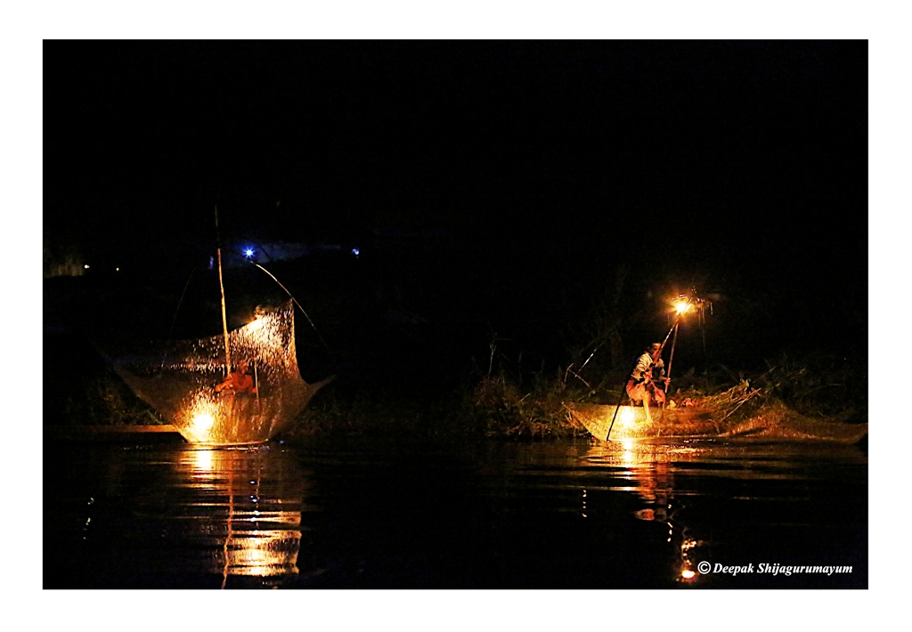 Fishing at Loktak Lake at night