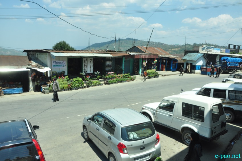 Shops along Mao Highway in the border town between Manipur and Nagaland on April 2016