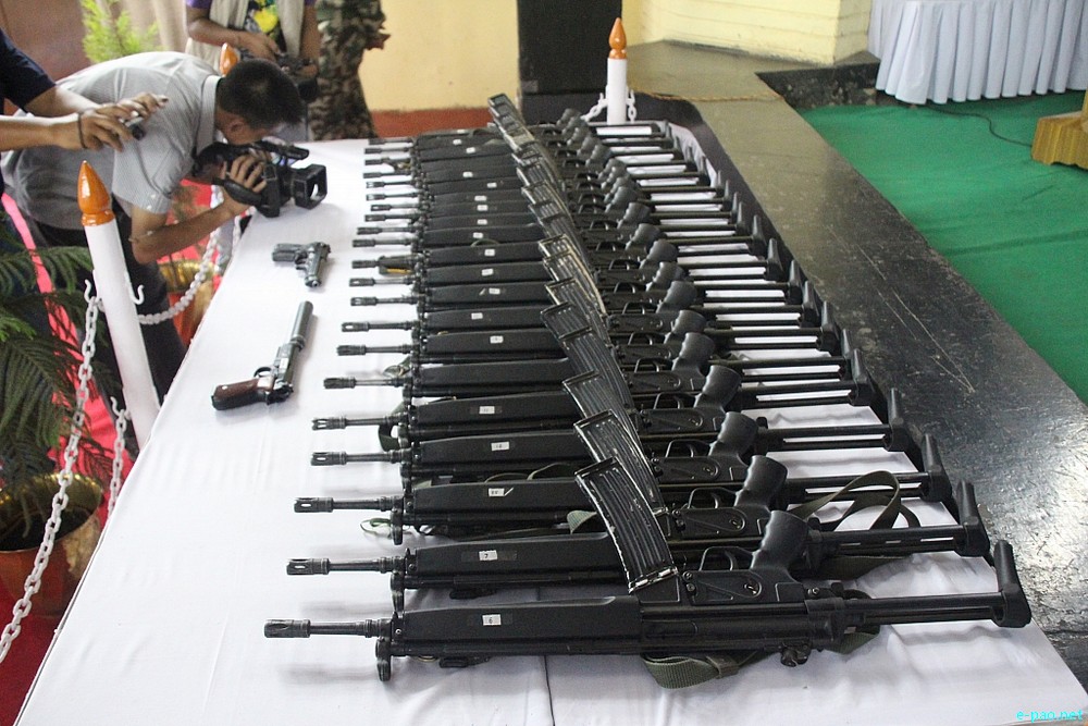 Arms surrendered when UPPK signs MoU with Indian Govt and Manipur Govt at Imphal on May 24 2013 