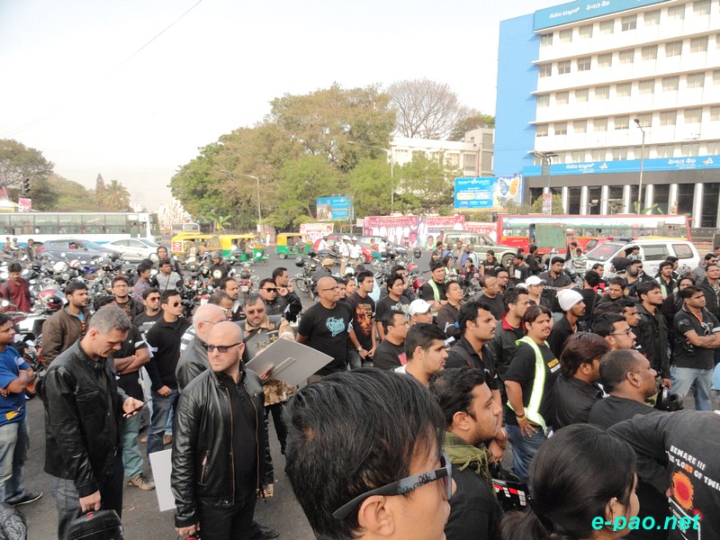 Protest ride by Bikers Against Racial Discrimination (BARD) at Bangalore :: 16th February, 2014