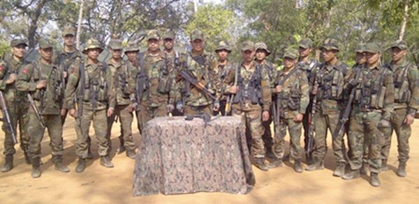 Cadres of PLA tactical command posing after an offensive against security forces in Ukhrul district 