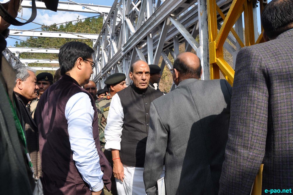 Union Home Minister , Rajnath Singh at the Indo-Myanmar Friendship Bridge at Moreh on 13 February 2015