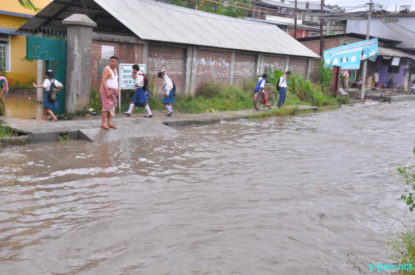 Flood at Keishamthong, Elangbam Leikai, Mayai Lambi  :: August 26, 2013