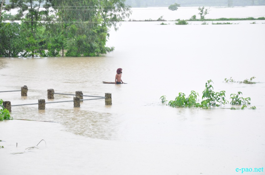 Scene of Flooding in Sugunu area/Serou area  and Chakpikarong Bridge :: August 2 2015
