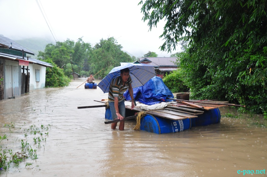 Scene of Flooding in Sugunu area/Serou area  and Chakpikarong Bridge :: August 2 2015
