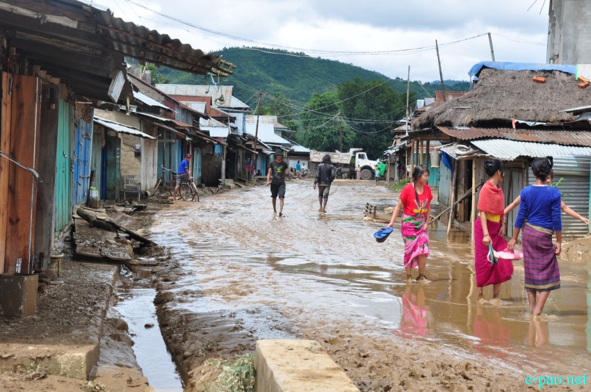 Scene of Flooding in Sugunu area/Serou area  and Chakpikarong Bridge :: August 2 2015