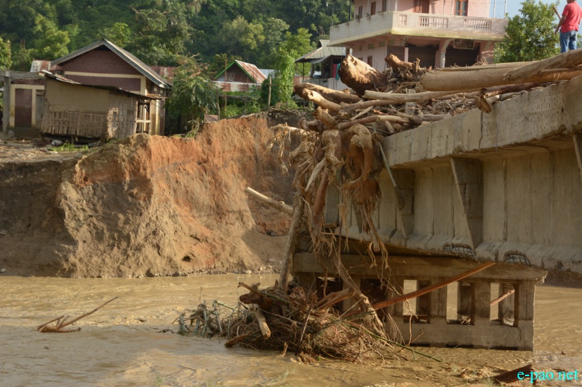 Scene of Flooding in Sugunu area/Serou area  and Chakpikarong Bridge :: August 2 2015