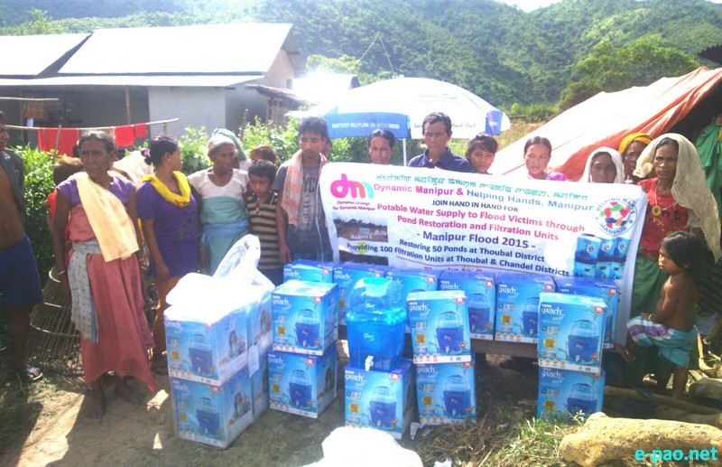 Distribution of water filter units to flood affected families of Kakching Chumnang, Wangoo, Serou, Sugnu and Tentha :: 12 September 2015