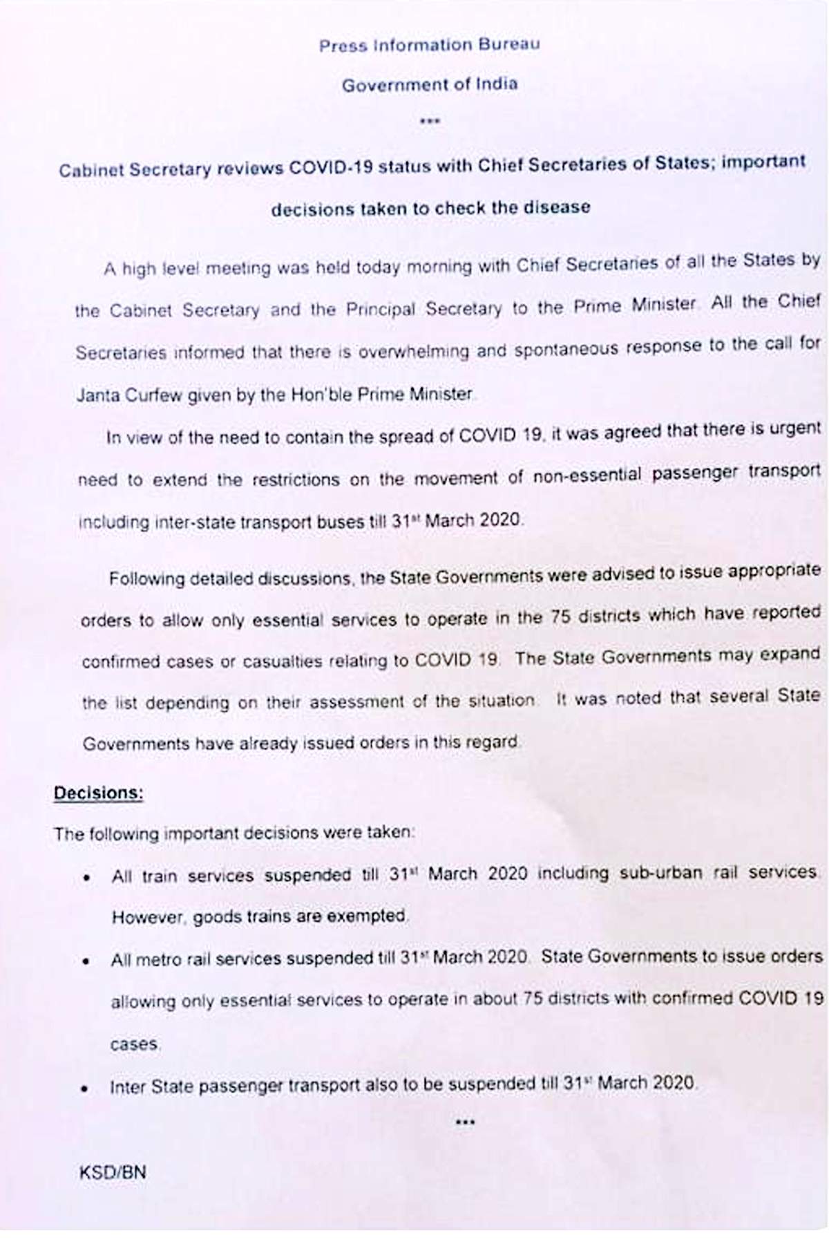 COVID-19 ::  Orders/Directives from Govt of Manipur - Prevention against Corona Virus :: March 22 2020