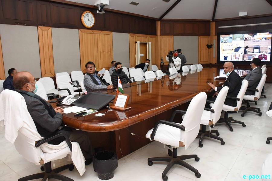 Meeting relating to COVID-19 vaccination with PM Narendra Modi at CM Bungalow, Imphal :: January 11 2021