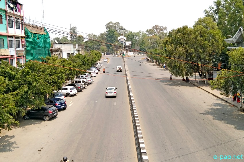 Aerial view from Fly-Over at BT Road as Greater Imphal is declared a containment zone to curb Covid-19 :: April 30 2021