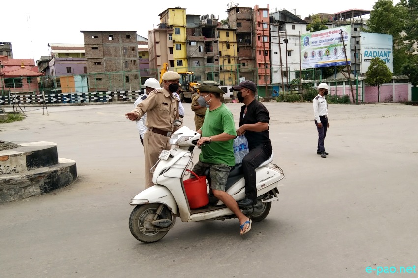 Imphal West District Police enforcing curfew in  Imphal City :: 18th July 2021