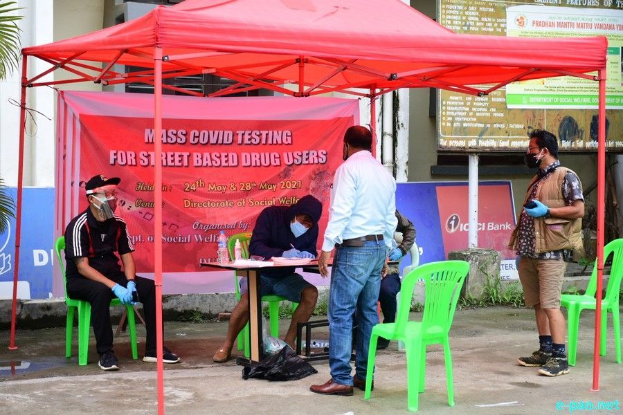 Mass COVID-19 testing for street based drug users at Directorate of Social Welfare, Imphal :: May 28 2021