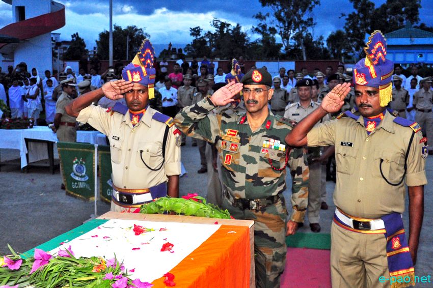 Homage paid at Imphal Tulihal Airport to slain CRPF personnel, Head Constable Khundrakpam Opendra :: July 20 2016
