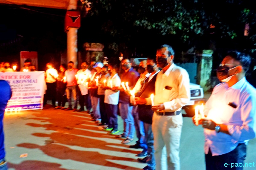 Athuan Abonmai Killing : Candle light tribute & Protest at Haipou Jadongnang Memorial Park Gate, Imphal :: September 27 2021