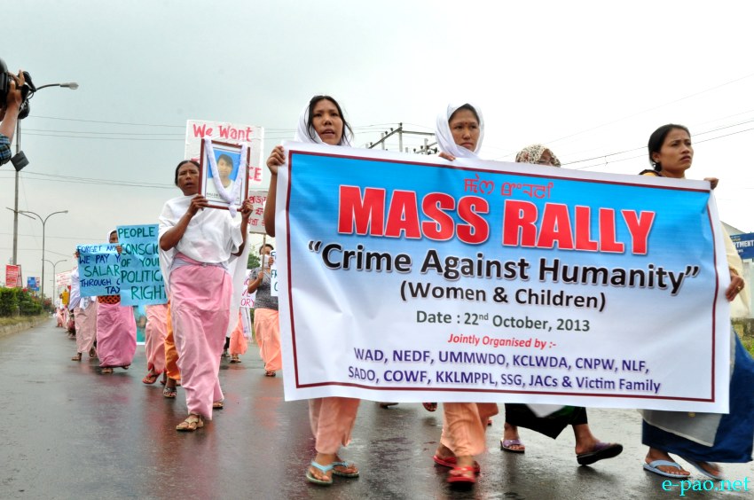 rally in Imphal demanding appropriate action against those involved in crime against women :: 22 October 2013 