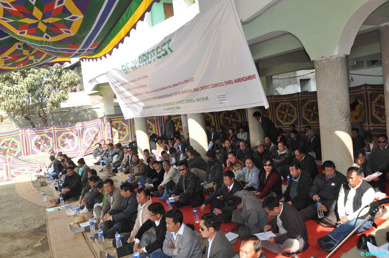Sit in Protest by members of 6th Autonomous District Council of Manipur at District Council Bhavan, Chingmeirong :: 17 January 2013