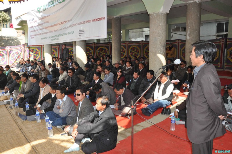 Sit in Protest by members of 6th Autonomous District Council of Manipur at District Council Bhavan, Chingmeirong :: 17 January 2013