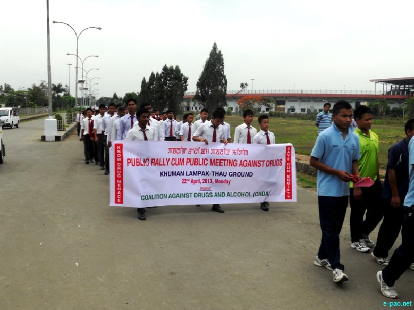 Public rally  staged at Imphal protesting the rampant drug smuggling in the state :: April 22 2013
