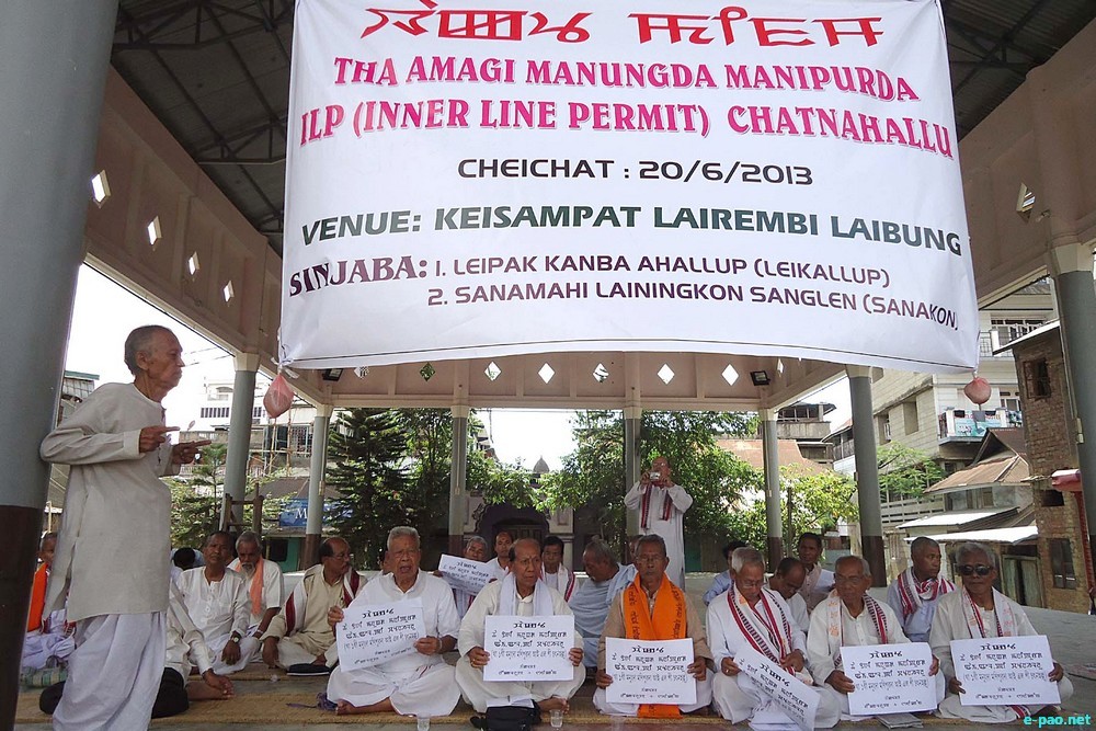 Sit-in-protest at Keisampat Leirembi Laibung demanding Inner Line Permit System within 1 month :: 20 June 2013