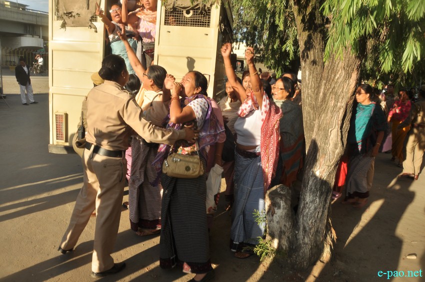 Women Vendors from Ima Keithel arrested during protest for implementation of Inner Line Permit :: July 26 2014