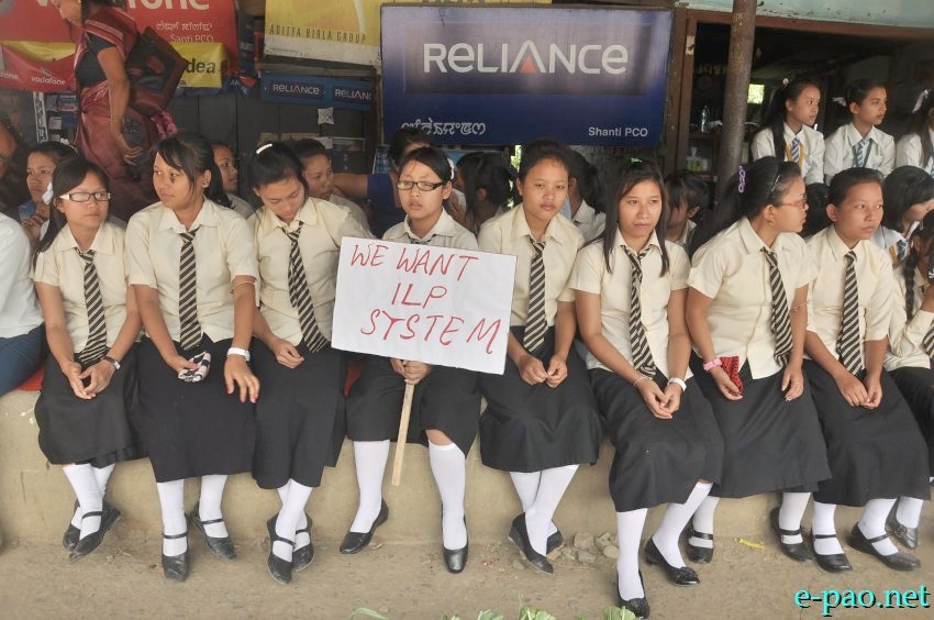 Sit-In-Protest at Keishamthong, Imphal demanding implementation of Inner Line Permit System :: July 31 2014