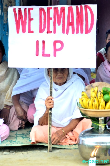 Sit-In-Protest at Kha Naorem Leikai and Thongju Pechu Lampak demanding implementation of Inner Line Permit System