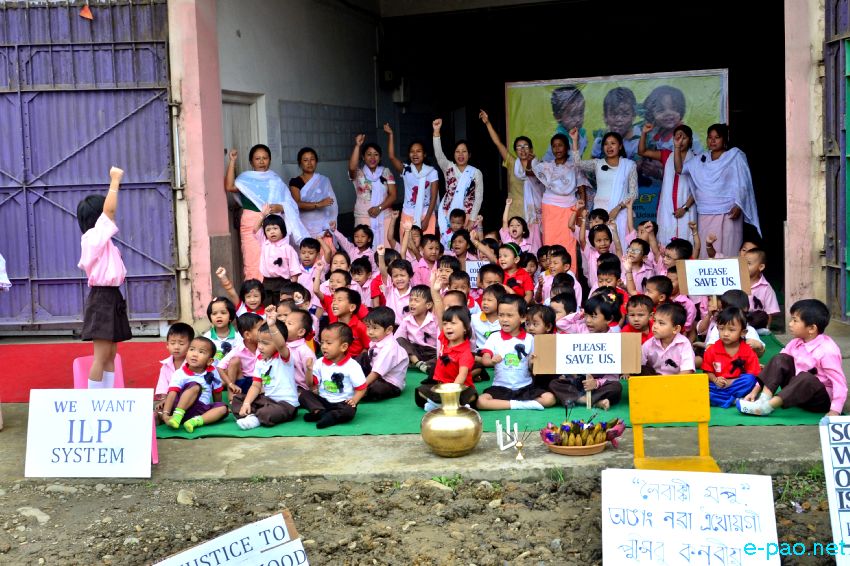 ILP : Sit-In and Human Chain formation  at Tree House School, Singjamei Sougrakpam Leikai :: July 27 2015