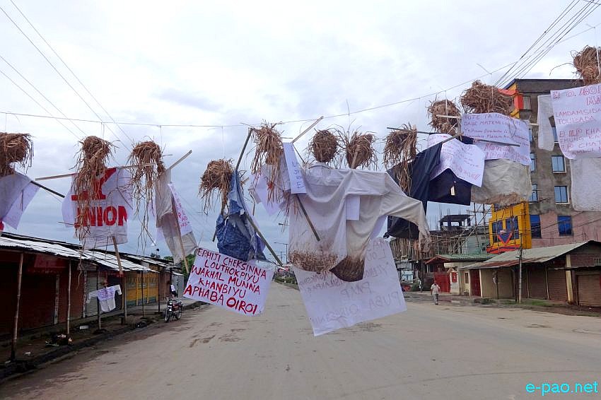 ILP : Effigies of 57 sitting Manipur MLAs hung at Thangmeiband Road ::  July 7 2015